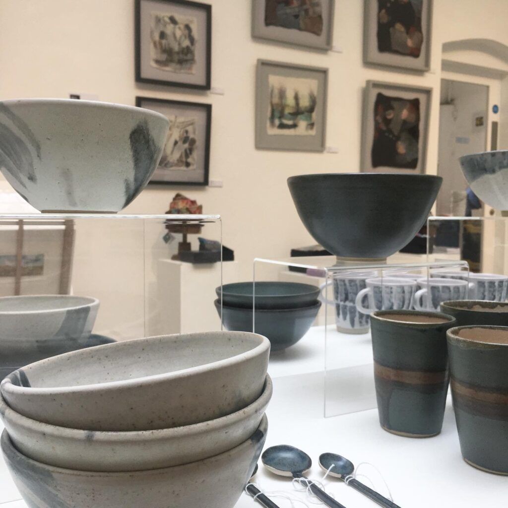 image of ceramic bowls on display by Rachel Gray